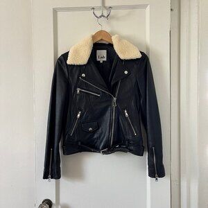 Lab Leather w/sherpa collar biker jacket (NWOT)